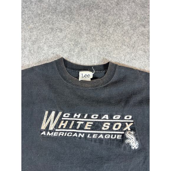Vintage 90s Chicago White Sox T Shirt Mens L Black Lee Sport American League MLB - Picture 2 of 6